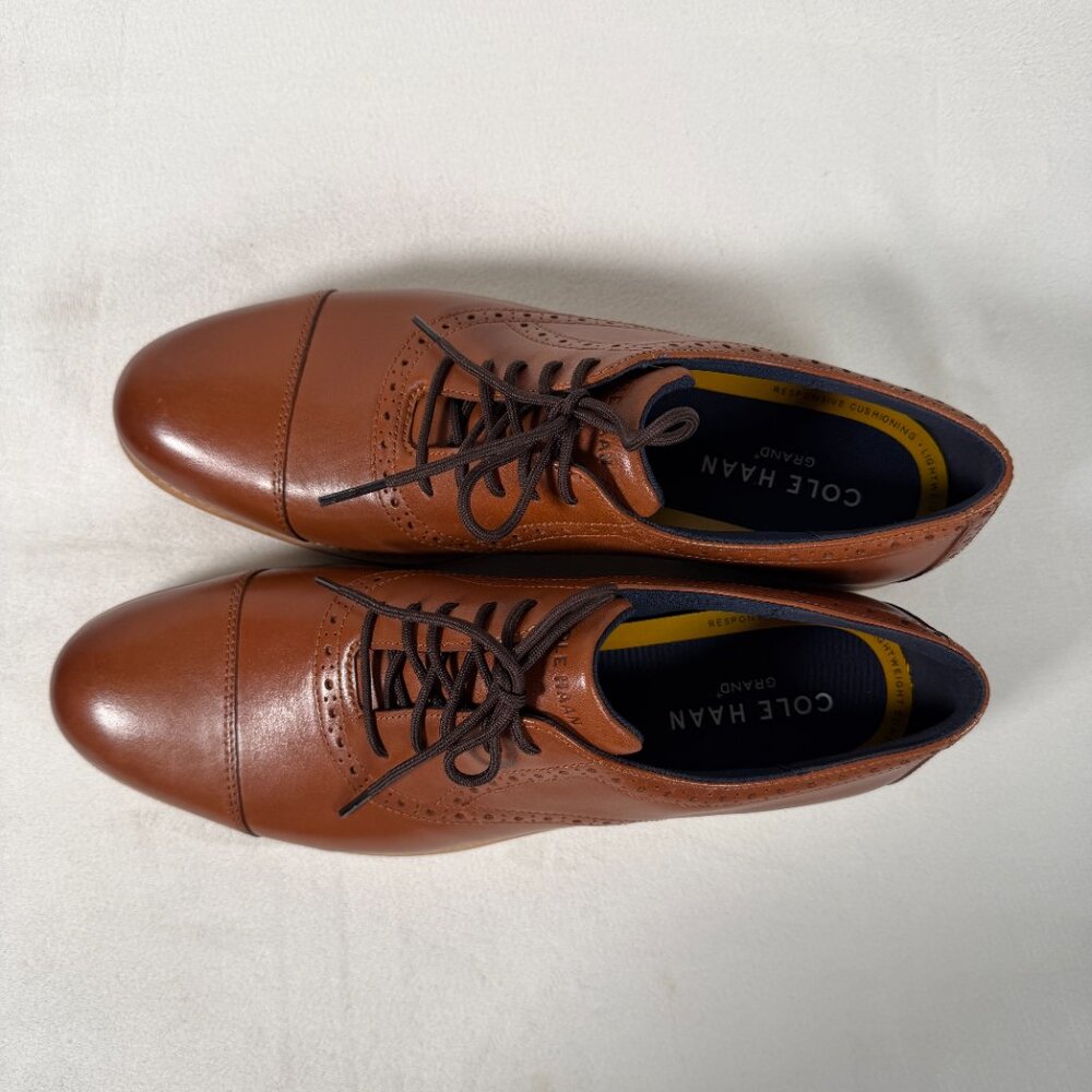 Cole Haan Flexgrand+ Cap Oxford Shoes Men Size 12 British Tan C40341 NWB - Picture 4 of 11